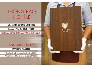 THÔNG BÁO: NGHỈ TẾT DƯƠNG LỊCH 2020